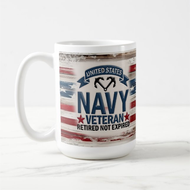 Remüde Navy Veteran USA Flag Tasse Geschenk (Links)
