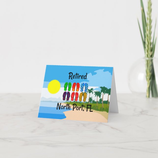 Remüde, North Port, FL, Beach Design, Card Karte (Vorderseite)