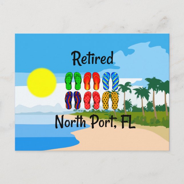 Remüde, North Port, FL, Beach Design, Postkarte (Vorderseite)