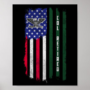 Remüde O6 Oberst Col Rank American Flag Veteranen Poster