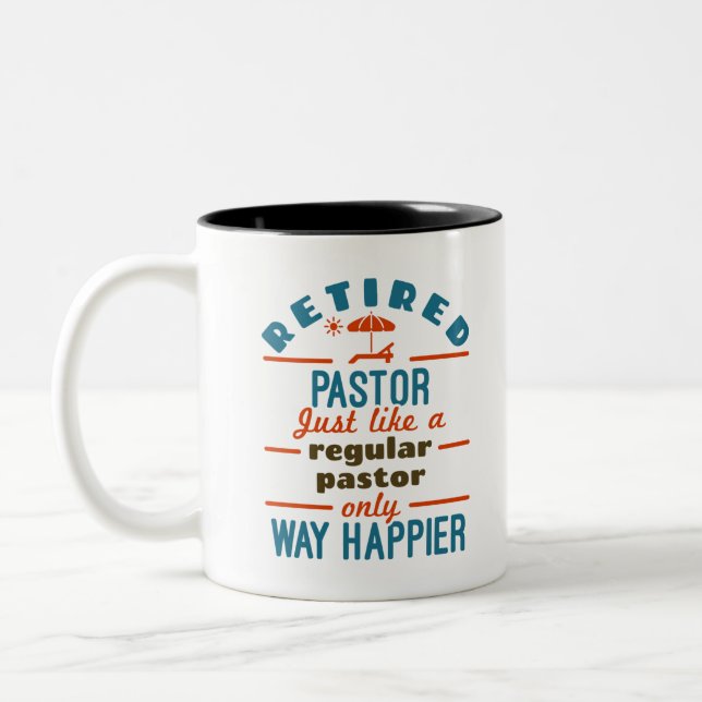 Remüde Pastor Preacher Retirement Funny Happier Zweifarbige Tasse (Links)