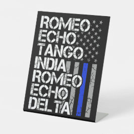 Remüde Polizei Phonetische Code Thin Blue Line Sockelschild