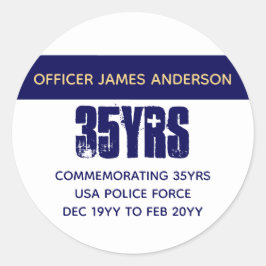 Remüde Polizeibeamte Thin Blue Line Personalisiert Runder Aufkleber