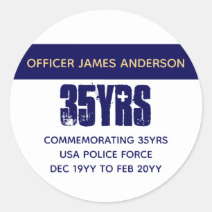 Remüde Polizeibeamte Thin Blue Line Personalisiert Runder Aufkleber