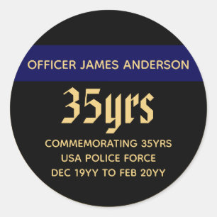 Remüde Polizeibeamte Thin Blue Line Personalisiert Runder Aufkleber