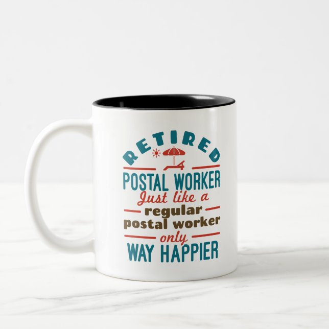 Remüde Postal Worker Happy Funny Mailman Zweifarbige Tasse (Links)