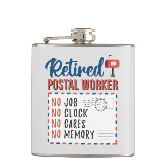Remüde Postarbeiter Mailman Retirement Flachmann (Vorderseite)