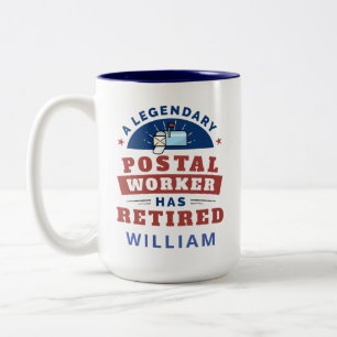 Remüde Postarbeiter Mailman Retirement Gag Zweifarbige Tasse