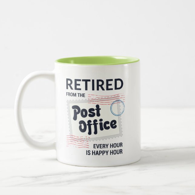 Remüde Postarbeiter Retirement Mailman Novelty Zweifarbige Tasse (Links)