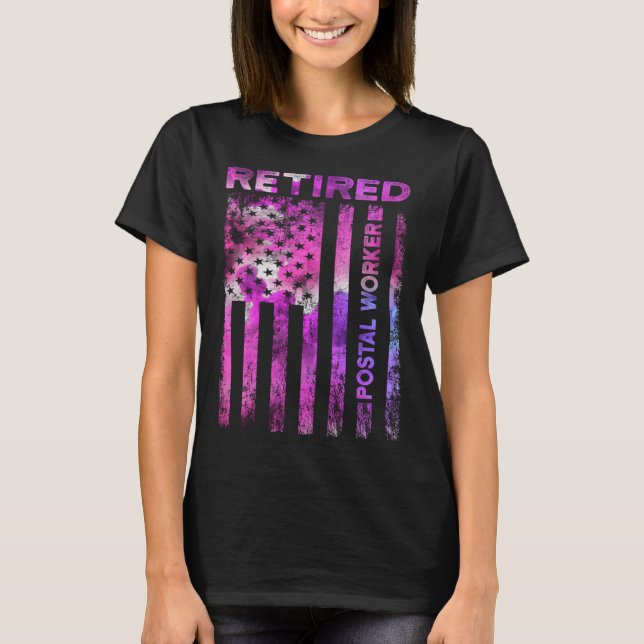 Remüde Postarbeiter US Flags Mailman Retirement T-Shirt (Vorderseite)