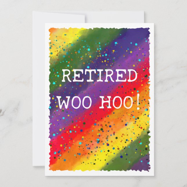 Remüde Woo Hoo Rainbow Watercolor Confetti Party Einladung (Vorderseite)