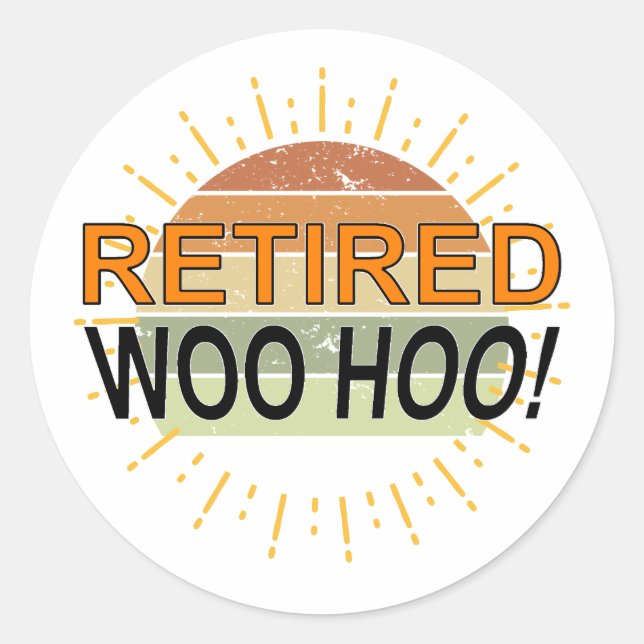 Remüde Woo Hoo Vintag Sunburst Sunset Runder Aufkleber (Vorderseite)