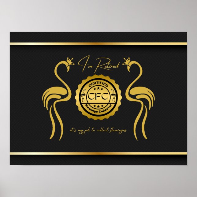 Remüde zertifizierte Flamingo Collector Black Gold Poster (Vorne)