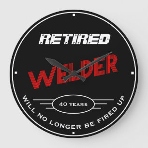 Remüder Welder Red Black Fired Up Funny Slogan Große Wanduhr