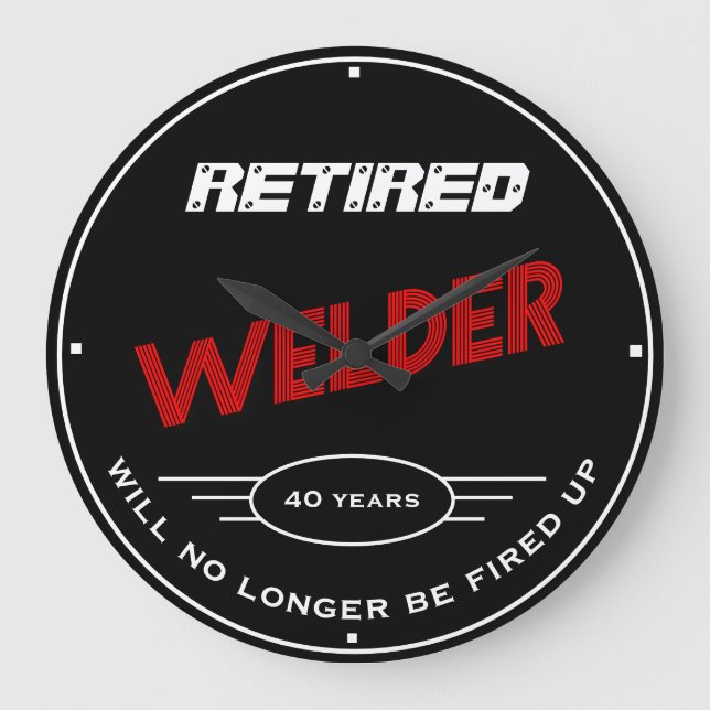 Remüder Welder Red Black Fired Up Funny Slogan Große Wanduhr (Vorderseite)