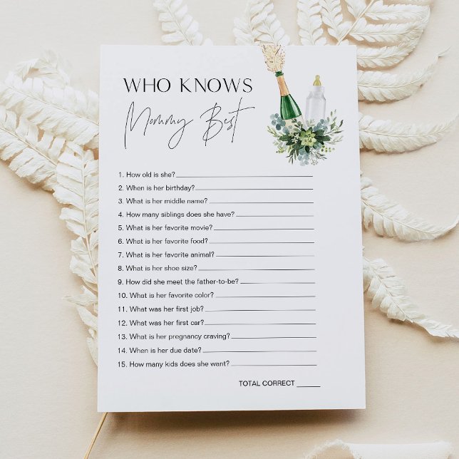 REMY Wer Mommy Best Baby Shower Game Card kennt Einladung (Von Creator hochgeladen)