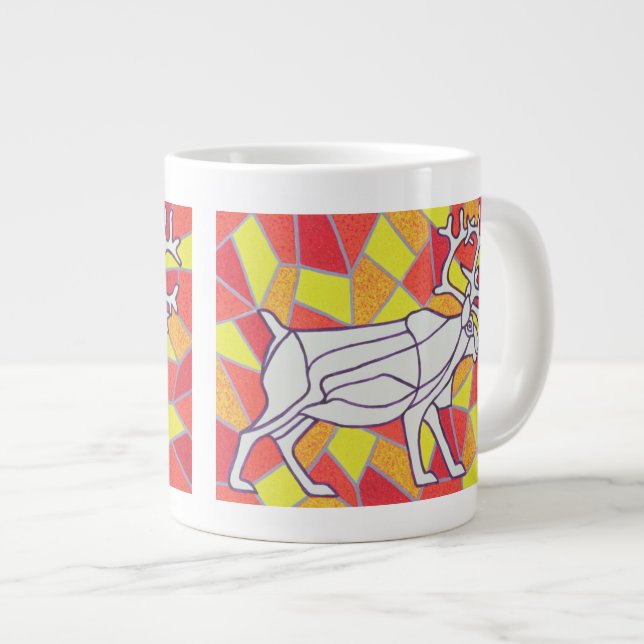 Ren auf Buntglas Jumbo-Tasse (Vorderseite Rechts)