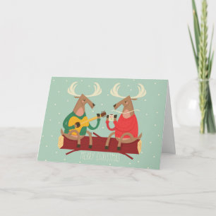 Ren, das Weihnachtsbaum-Feiertags-Karte verziert Feiertagskarte