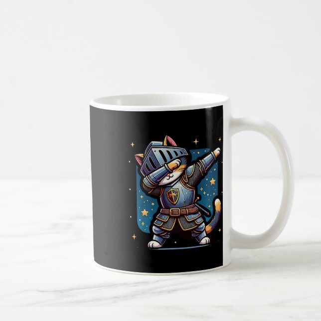Ren Faire Mittelalter Ritter Dabbing Katze Funny F Kaffeetasse (Rechts)