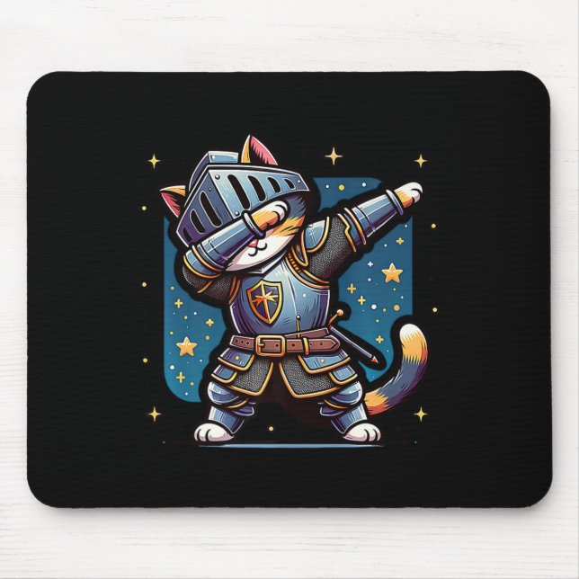 Ren Faire Mittelalter Ritter Dabbing Katze Funny F Mousepad (Vorne)