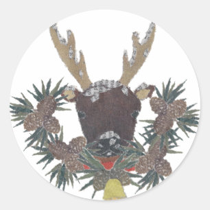 Ren, Feiertage, Weihnachten, wunderlich Runder Aufkleber