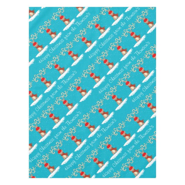 Ren-glückliches Weihnachtspersonalisierter Tischdecke (Vorderseite)