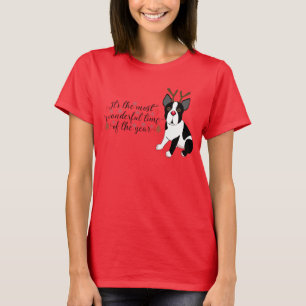 Ren-Hund Weihnachtsbostons Terrier T-Shirt
