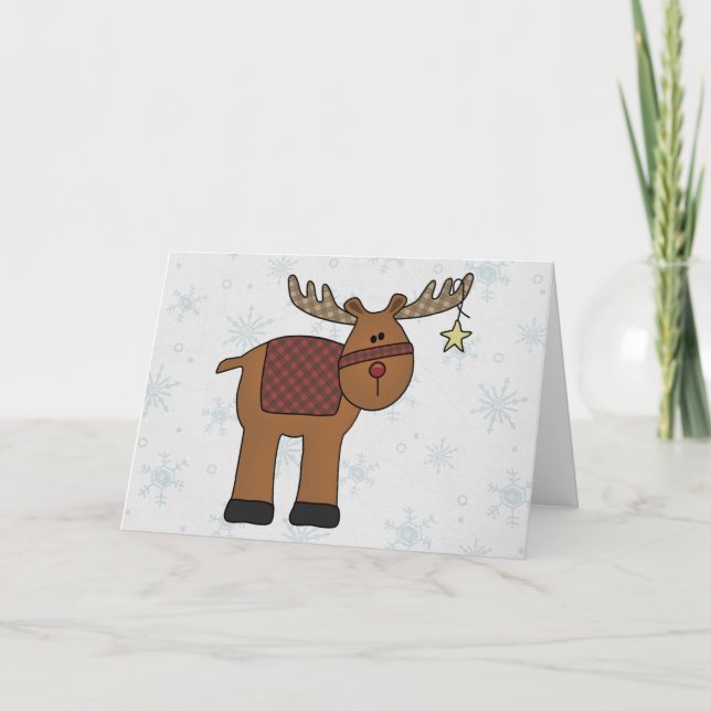 Ren im Schnee Feiertagskarte (Vorderseite)