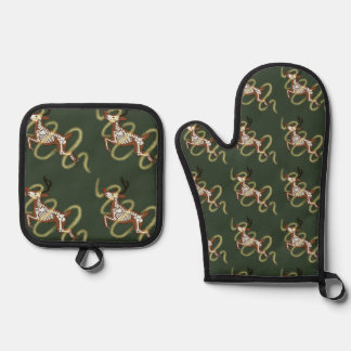 Ren-Tierskelett Ofenhandschuh & Topflappen-Set