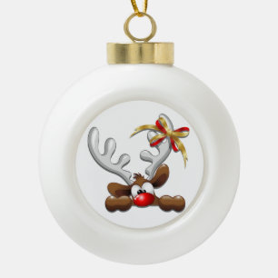 Ren verwirrter lustiger Weihnachtscharakter Keramik Kugel-Ornament