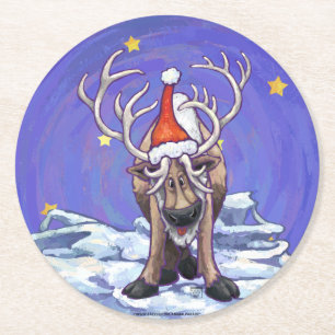 Ren-Weihnachten Runder Pappuntersetzer