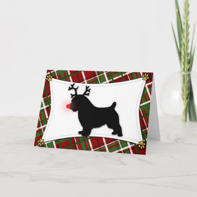 Ren-Weihnachtskarte Norfolks Terrier Feiertagskarte (Vorderseite)