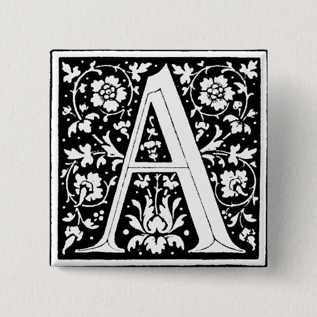 Renaissance-Alphabet Buchstabe A - Pin Button (Vorderseite)