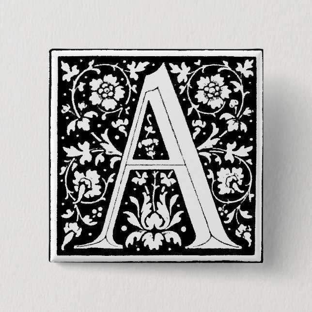 Renaissance Alphabet Letter A - Button (Vorderseite)