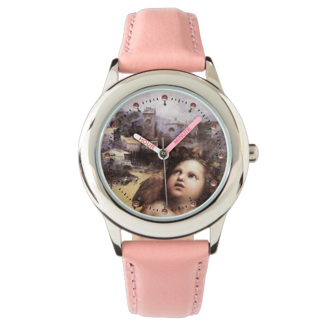 RENAISSANCE ANGEHEND MIT LANDSCHAFTSZENTRUM, rosa  Armbanduhr (Vorderseite)