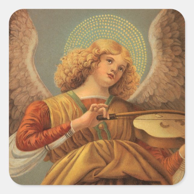 Renaissance Angel Violine Melozzo da Forli Quadratischer Aufkleber (Vorderseite)