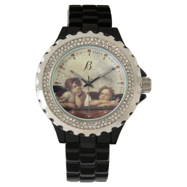 RENAISSANCE ANGELS /Winged Cherubs Monogramm Armbanduhr (Vorderseite)