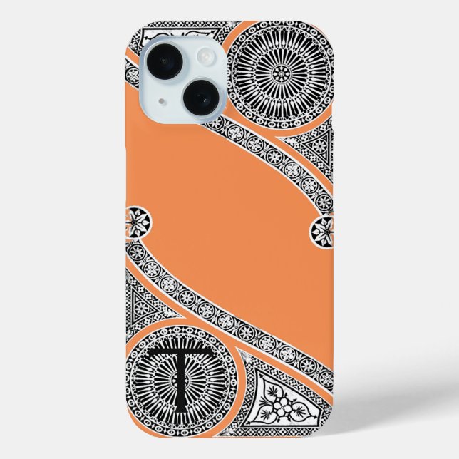 RENAISSANCE ARCHITECT Mandarine Orange Monogramm Case-Mate iPhone Hülle (Rückseite)