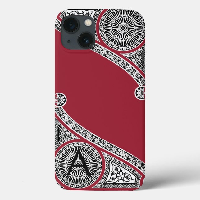 RENAISSANCE ARCHITECT Marsala Red Monogram Case-Mate iPhone Hülle (Rückseite)