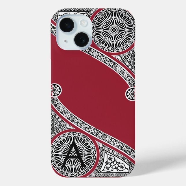 RENAISSANCE ARCHITECT Marsala Red Monogram Case-Mate iPhone Hülle (Rückseite)
