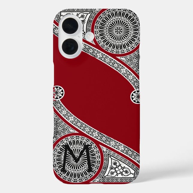 RENAISSANCE ARCHITECT Red Burgundy Monogramm Case-Mate iPhone Hülle (Rückseite)
