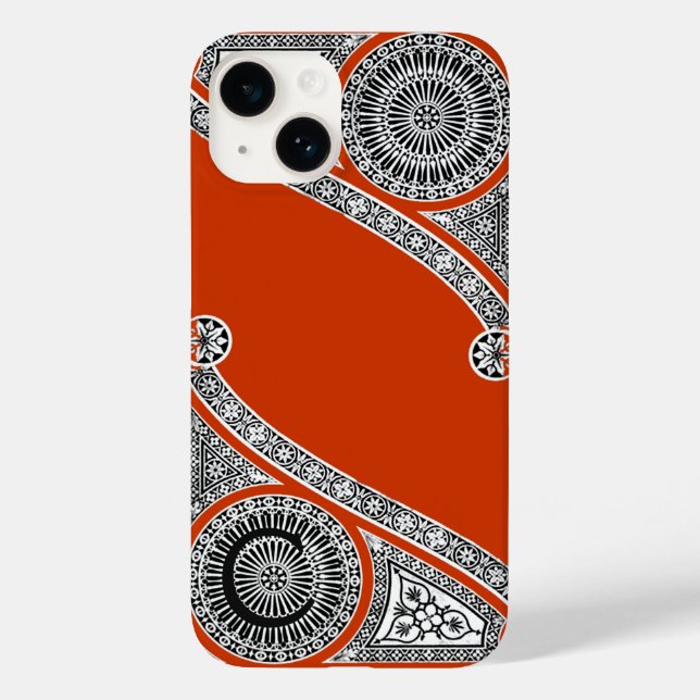 RENAISSANCE ARCHITECT Red Orange Monogramm Case-Mate iPhone Hülle (Rückseite)