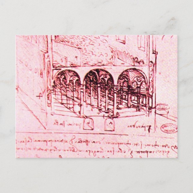 RENAISSANCE ARCHITEKTUR, rosa Postkarte (Vorderseite)