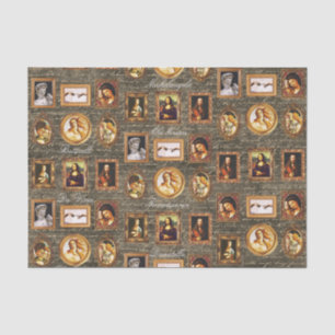 Renaissance Art Gerahmte antike Script Decoupage Seidenpapier