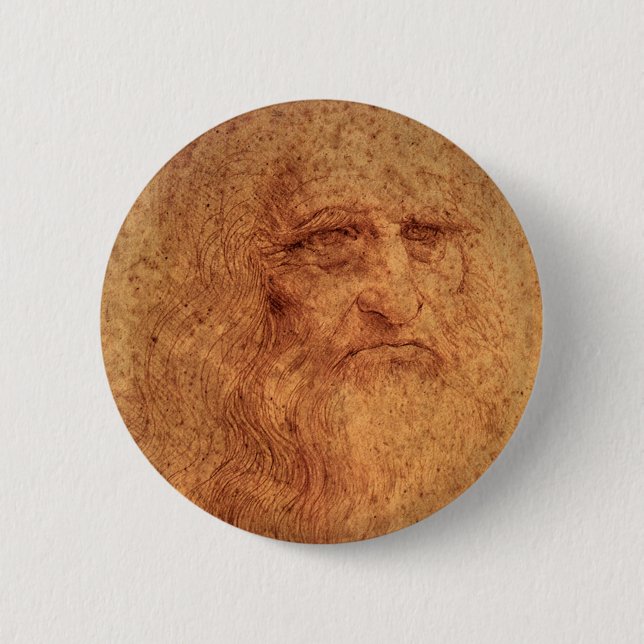 Renaissance Art Self Portrait von Leonardo da Vinc Button (Vorderseite)