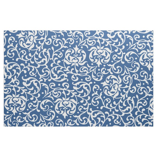 Renaissance-blauer und weißer Blumendamast Stoff (Fat Quarter (45,7 x 55,9 cm))