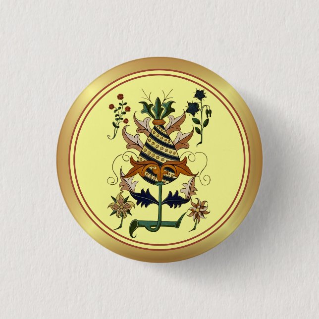 Renaissance-Botanische Illustrationen 1504 ~ Button (Vorderseite)