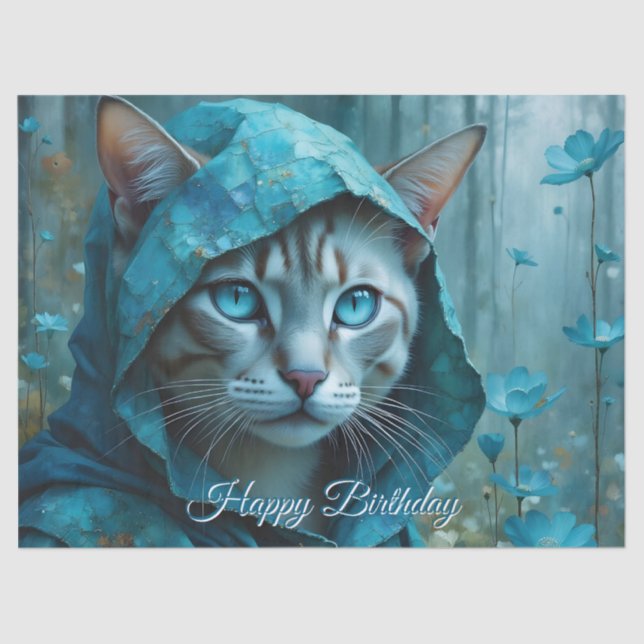 Renaissance Cat Birthday Seidenpapier (Vorderseite)