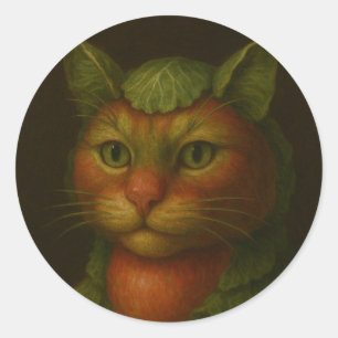 Renaissance Cat Portrait Runder Aufkleber
