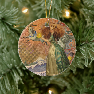 Renaissance-Dame Capricorn-Fantasy Vintage-Zodiaku Keramik Ornament